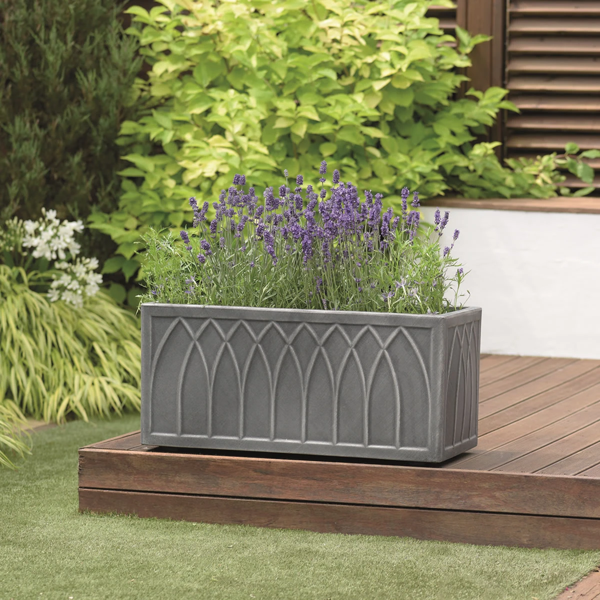 Stewart Versailles Trough Planter In Pewter - 70cm