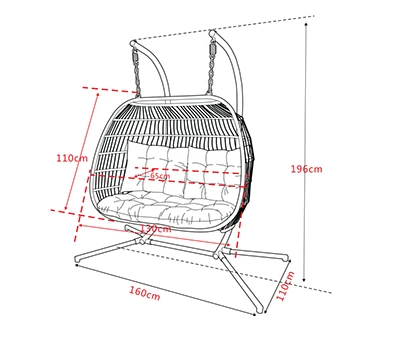 Eleanor Folding Double Hanging Egg Chair Cocoon In Grey - Image 4