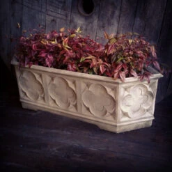 Pair Of Gothic Trough Stone Garden Planters