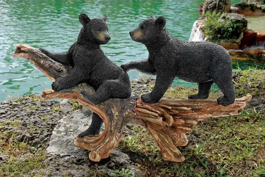 Mischievous Bear Cubs Resin Garden Ornament By Design Toscano