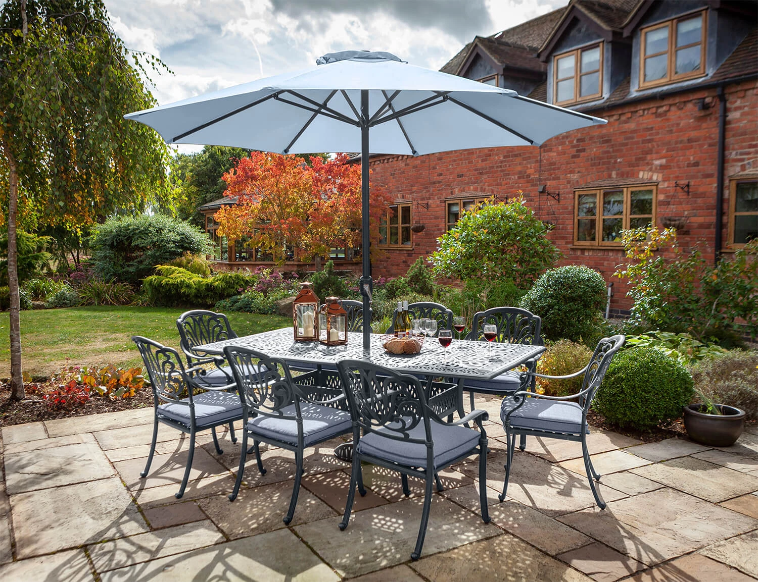 Hartman Amalfi 8-Seater Rectangular Dining Set Antique Grey / Platinum - NO PARASOL