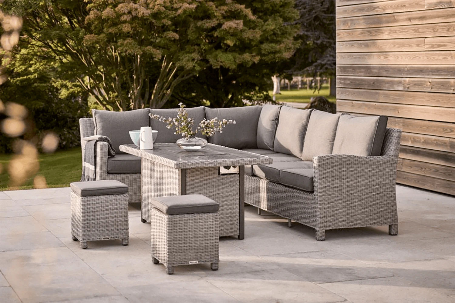 Kettler Palma Right Hand Corner Sofa With Fire Pit - Whitewash - Image 2