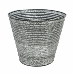 Ribbed Galvanised Planter Large