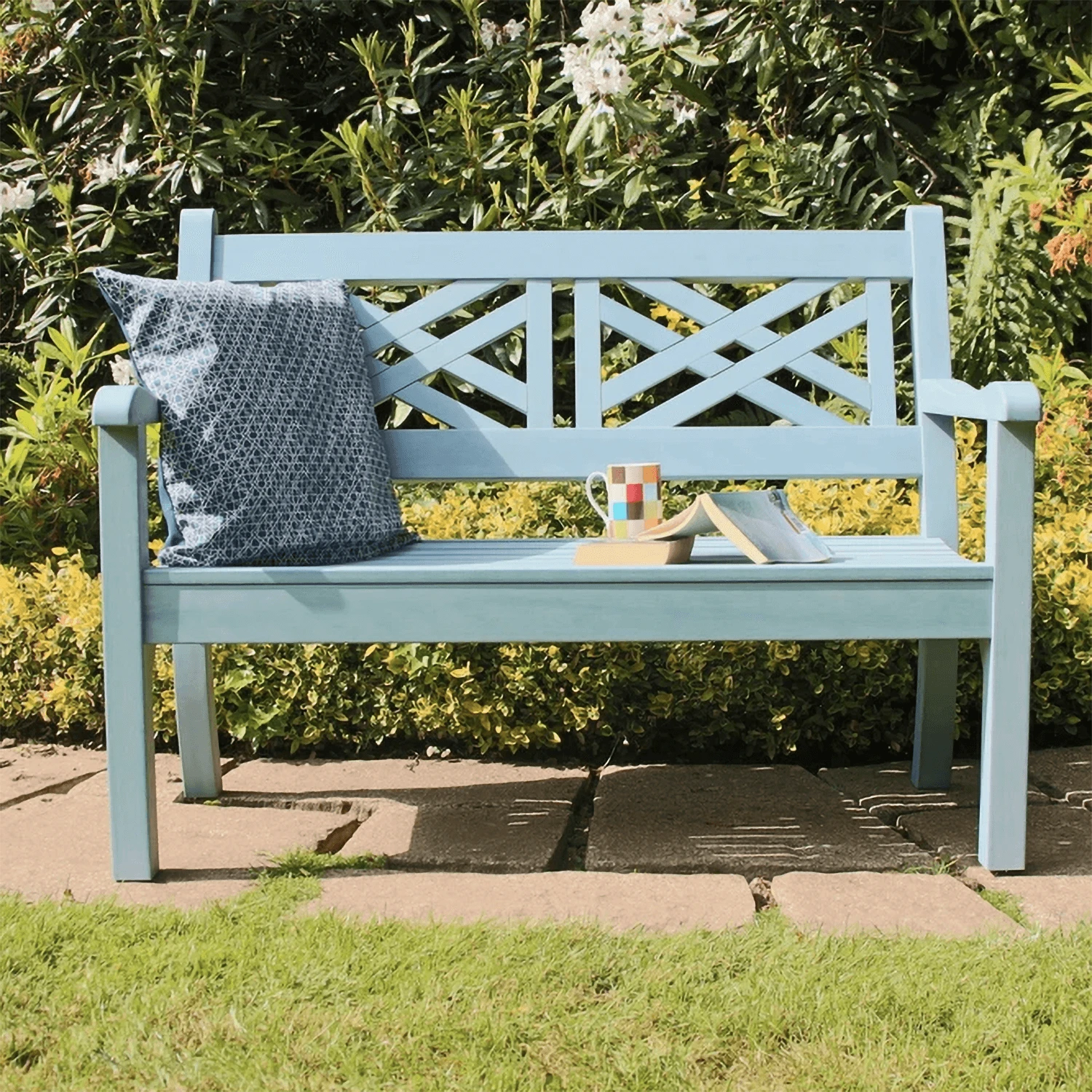 Winawood Speyside 2 Seater Wood Effect Garden Bench In Blue
