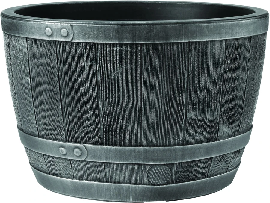 Blenheim Black Oak & Pewter Effect Half Barrel Planter - 61cm