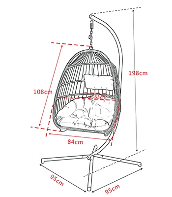 Holly Single Folding Hanging Egg Chair Cocoon In Grey - Image 3