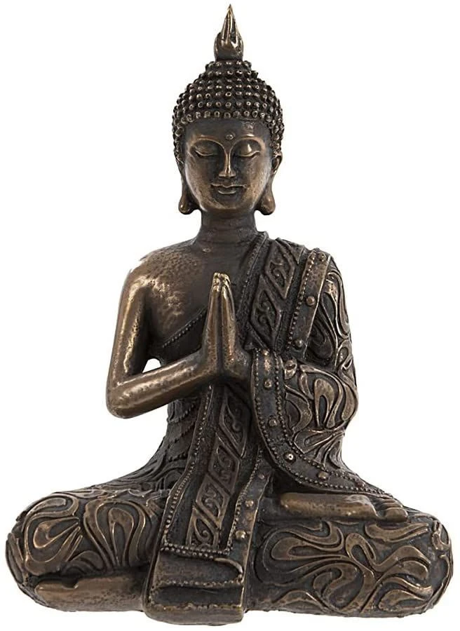 Mystic Thai Style Cold Cast Bronze Buddha In Lotus Position - 19cm Tall