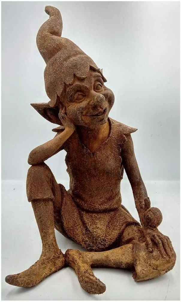 Sitting Pixie Garden Ornament - Cold Cast Iron - Image 2