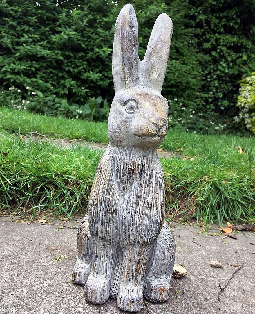 Medium Hare Garden Sculpture - Stone Effect - Image 2