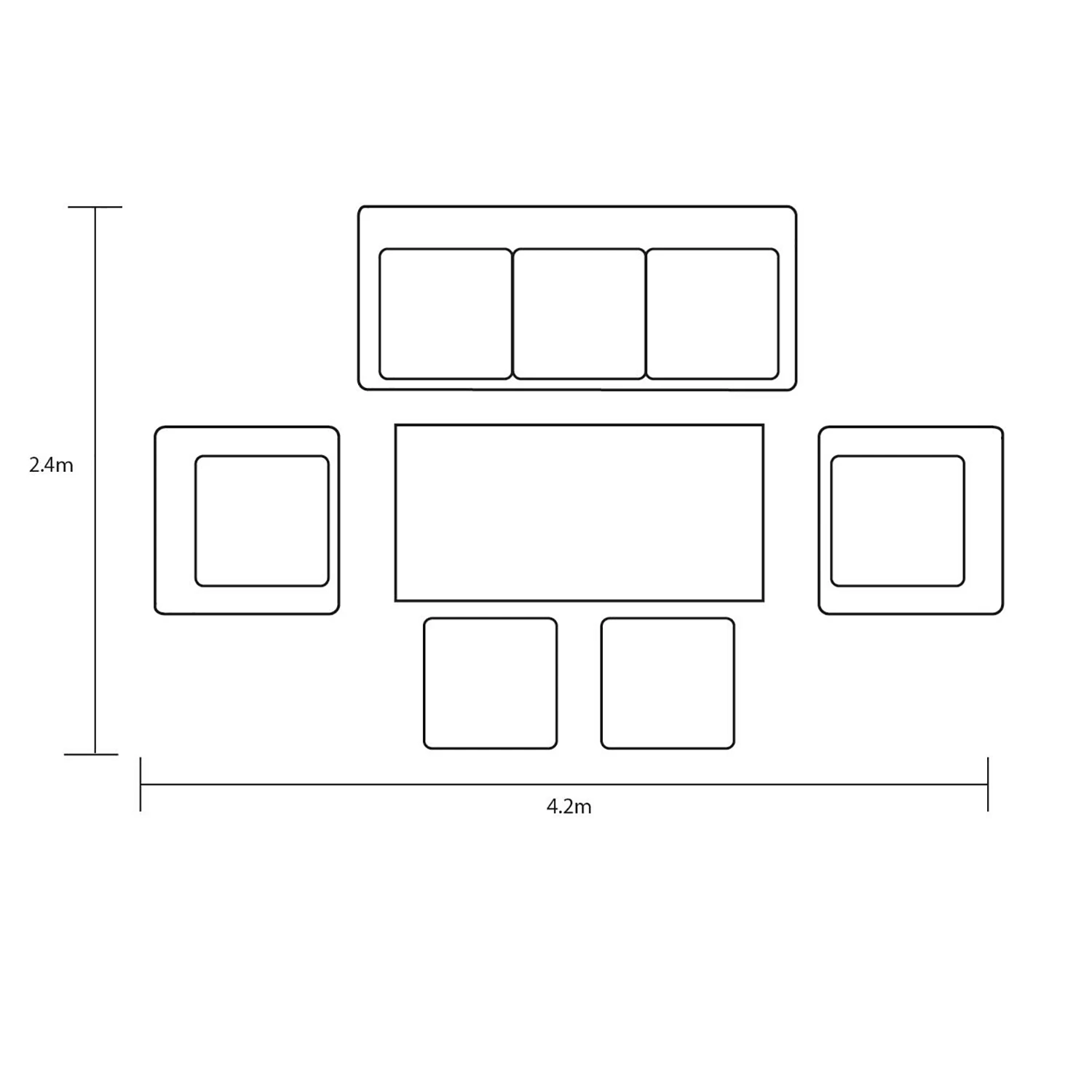 Hartman Apollo Lounge Set With Rectangular Fire Pit Table In Carbon/Pewter - Image 2