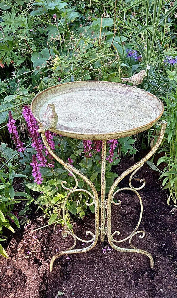 Aged Verdigris Decorative Bird Bath With Three Legs - Image 3
