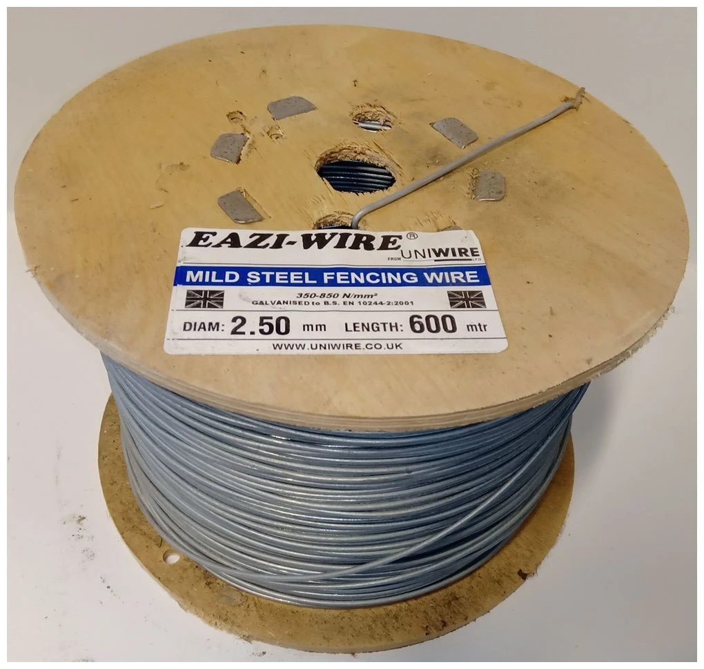 600m Roll Of 2.5mm Diameter Galvanised Mild Steel Line Or Straining Wire