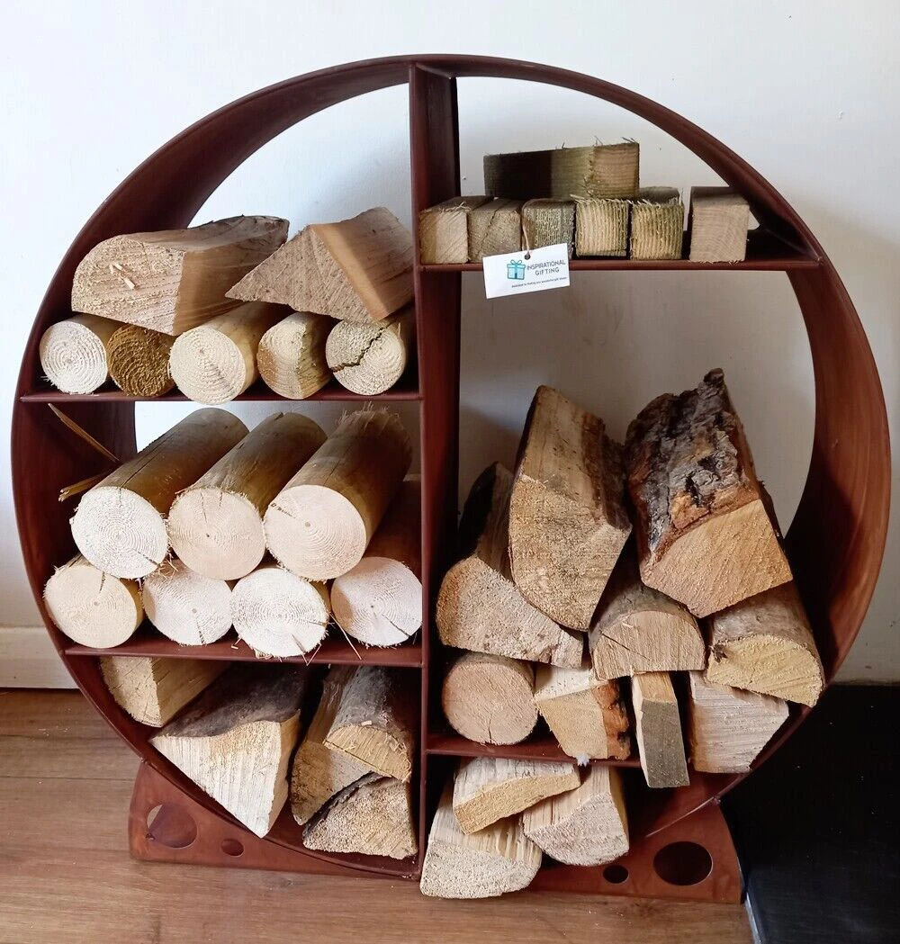 Rustic Steel Round Log Store & Shelves