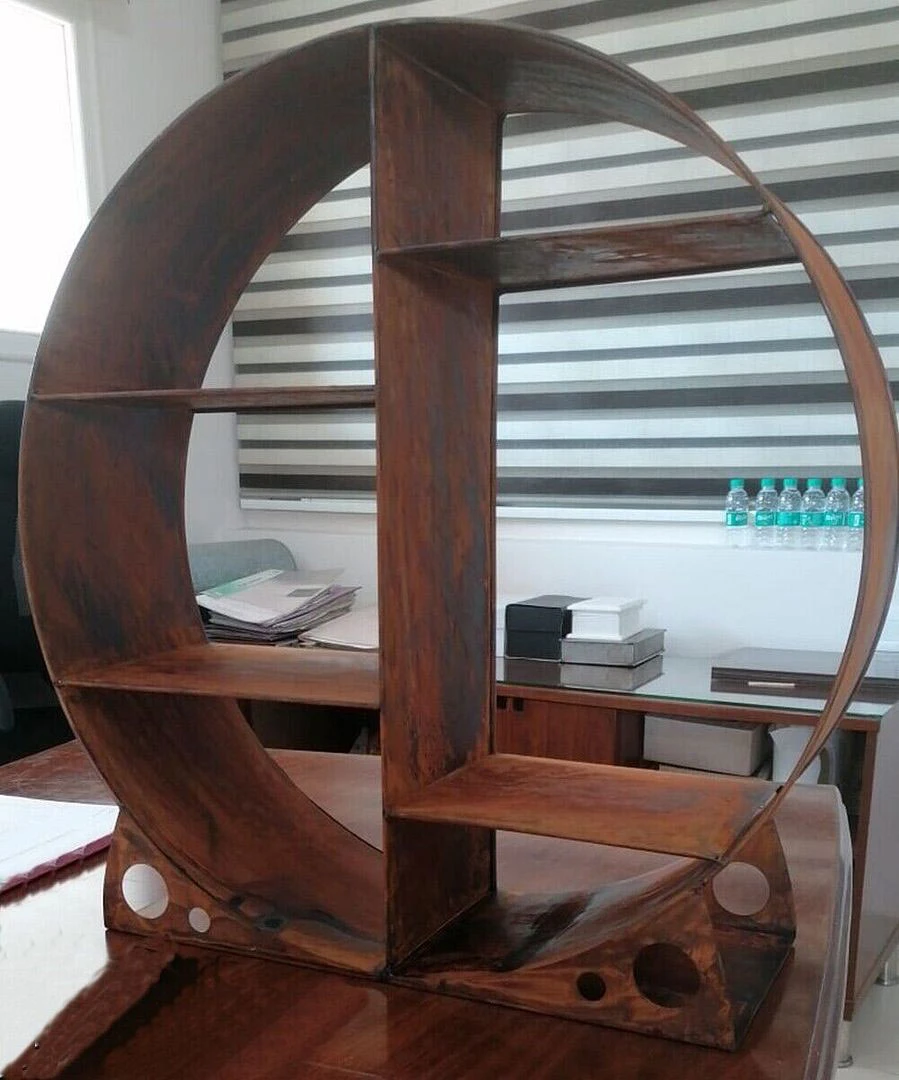 Rustic Steel Round Log Store & Shelves - Image 3