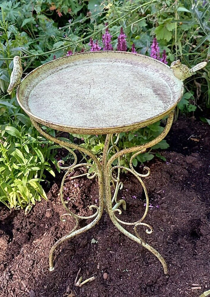 Aged Verdigris Decorative Bird Bath With Three Legs - Image 2