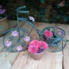 Tricycle Plant Pot Holder With Pink Flower Motifs - 40cm Tall