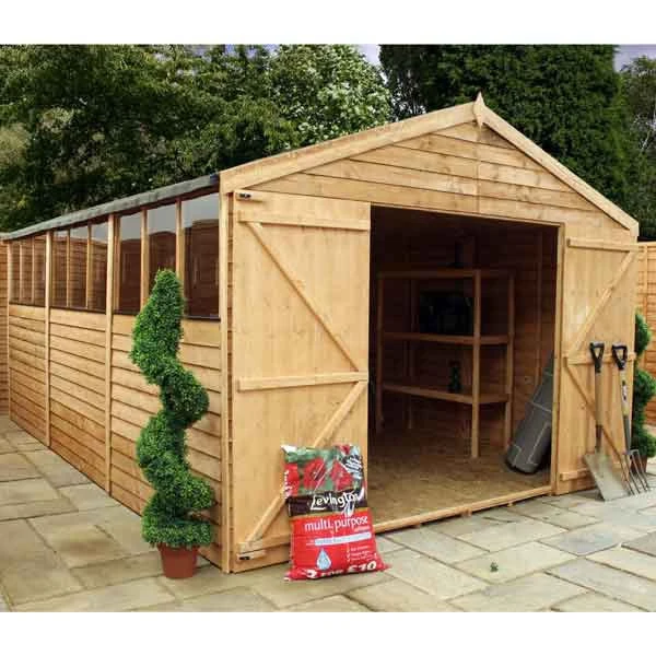 15 X 10 Overlap Double Door Apex Wooden Garden Shed