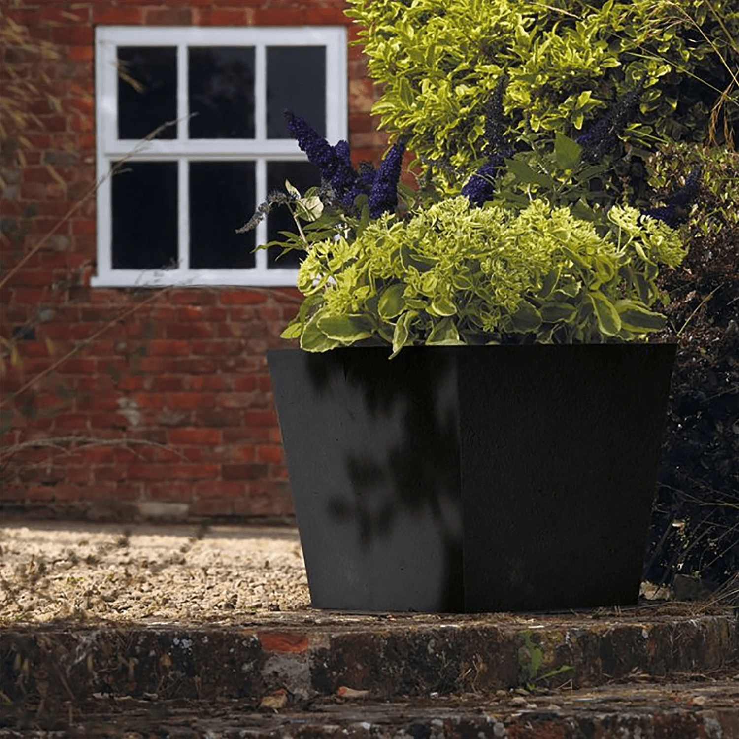 Stewart 48cm Low Square Basalt Planter