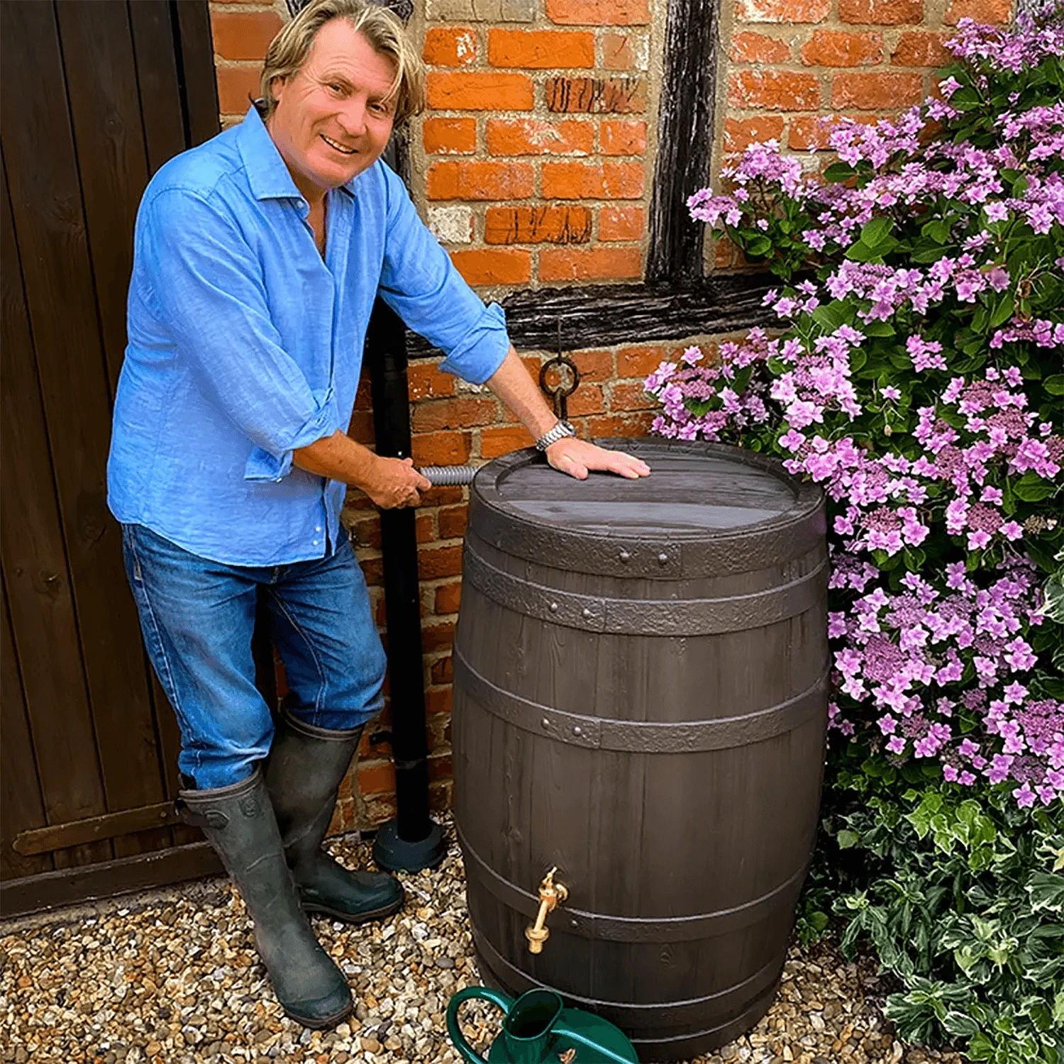 Garantia Barrica Rainwater Barrel, 420 Litres, In Brown - Image 2