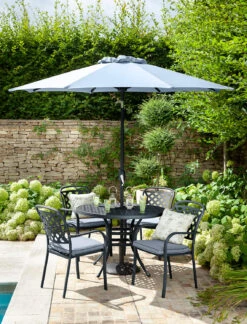 Hartman Berkeley 4 Seat Round Dining Set In Antique Grey / Platinum