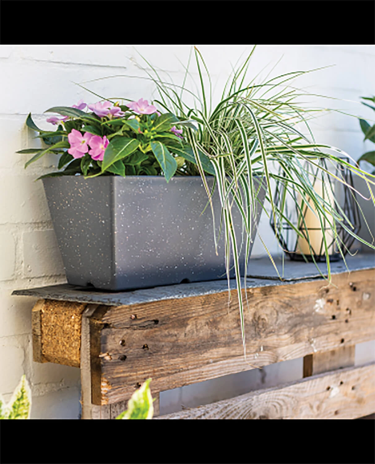 Kelkay Plant Avenue Stone Collection Terrazzo Trough In Charcoal