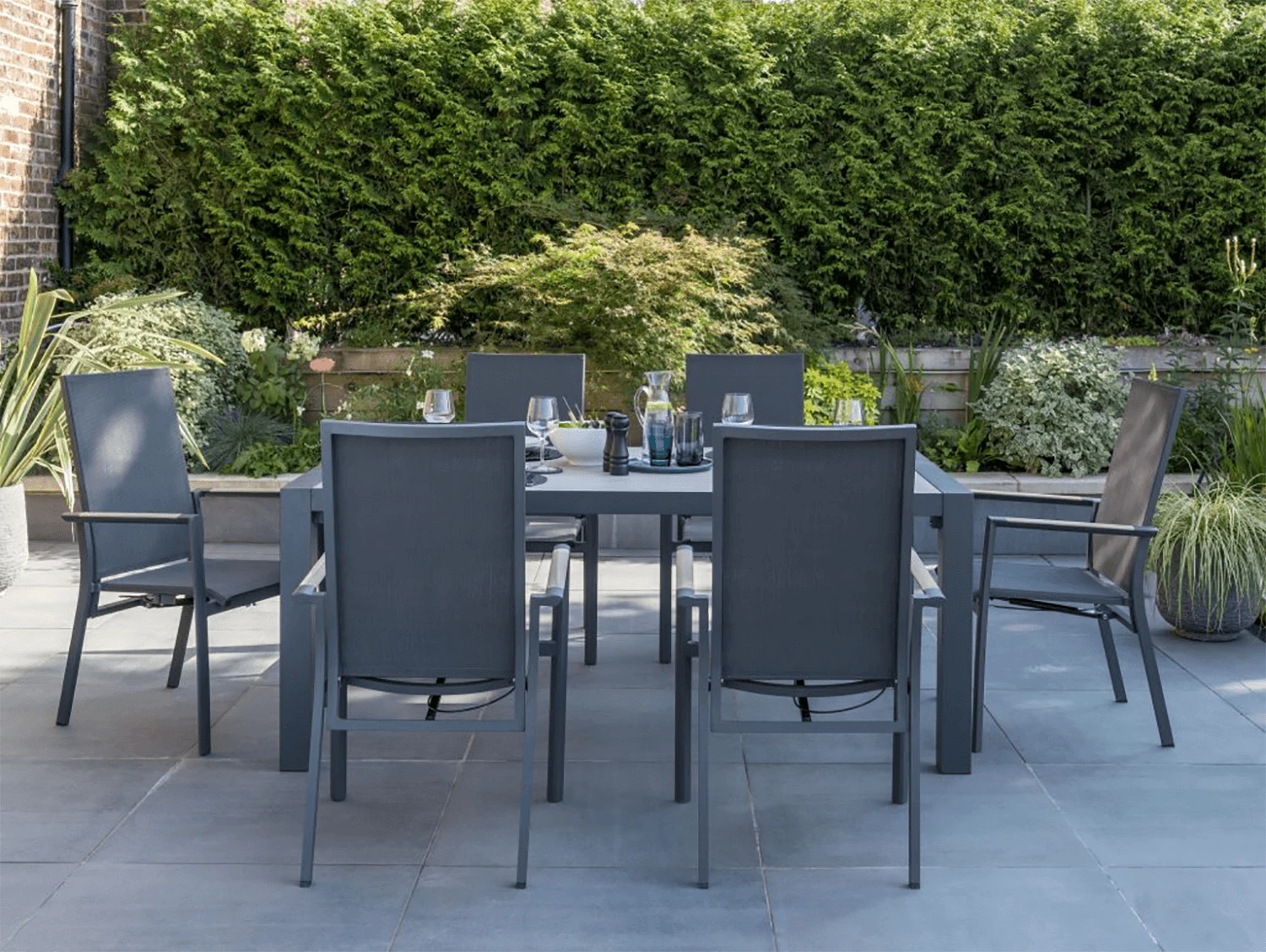 Kettler Surf Active 6 Seater Rectangular Dining Set In Iron Grey