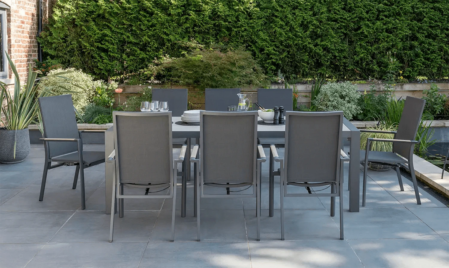 Kettler Surf Active 8 Seater Rectangular Dining Set In Iron Grey