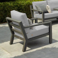 LIFE Timber Cast Aluminium Arm Chair In Lava / Mouse Grey