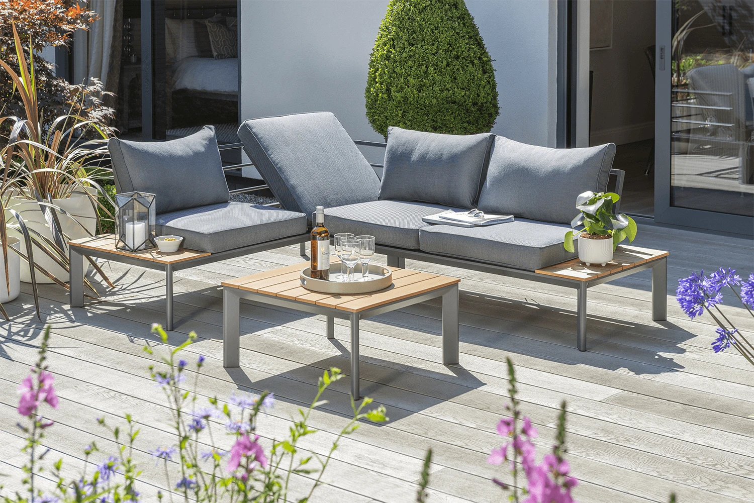 Norfolk Leisure Carrow Corner Sofa Set In Anthracite/Grey - Image 2