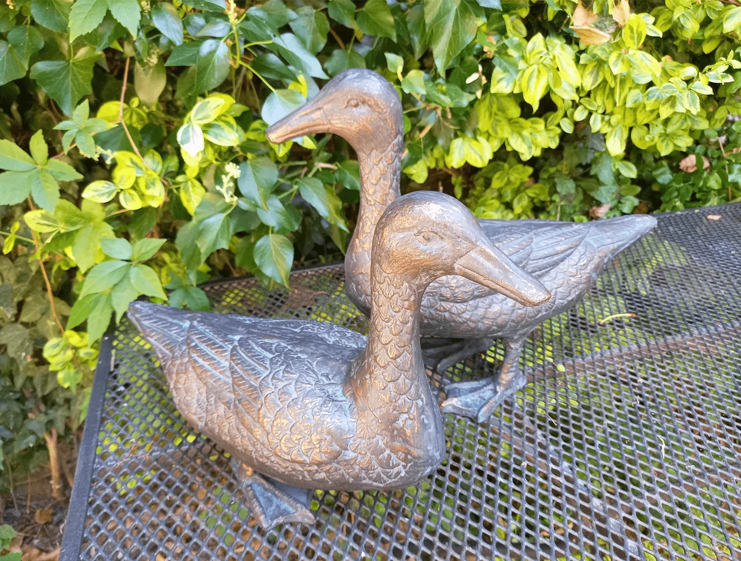Pair Of Duck Garden Ornaments In Cast Aluminium With Antique Bronze Finish - Image 5
