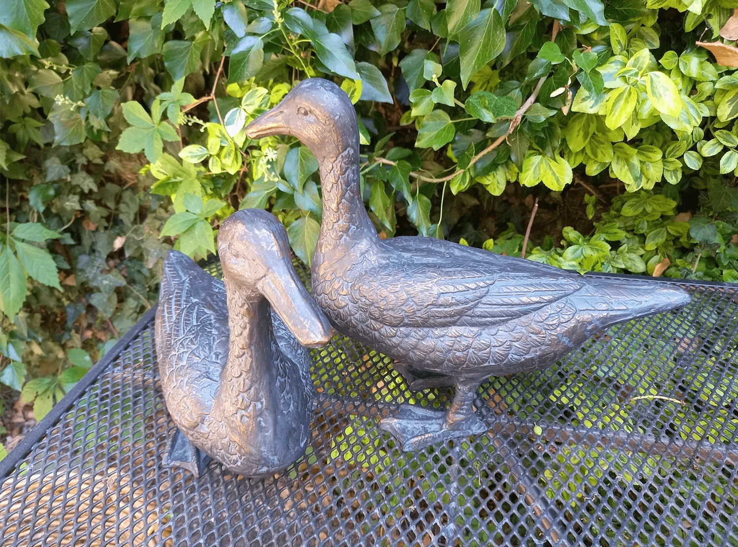 Pair Of Duck Garden Ornaments In Cast Aluminium With Antique Bronze Finish - Image 6