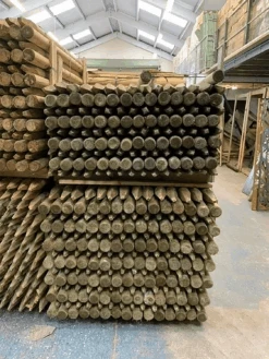 10x 1.8m (6ft) Tall 75mm (3") Machine Round Treated Fence Posts