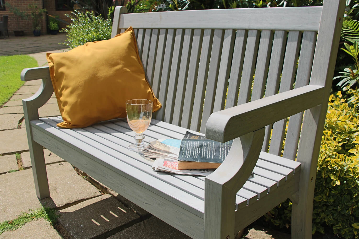 Winawood Sandwick 2 Seater Wood Effect Garden Bench In Stone Grey